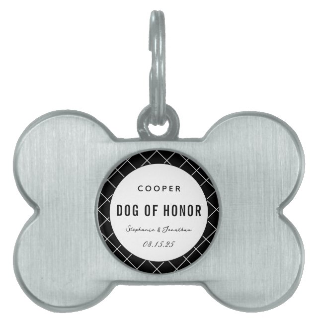 Placa Para Mascotas Elegante perro de honor lindo Boda de perro person (Frente)