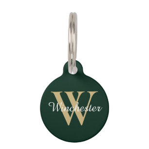 Placa Para Mascotas Elegante personalizado monograma nombre de guión i