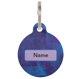 Placa Para Mascotas Elegante pintura moderna azul y violeta