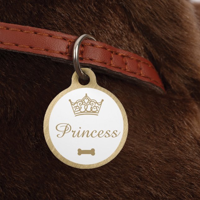 Placa Para Mascotas Elegante Princesa Crown Gold Dog Bone (Subido por el creador)