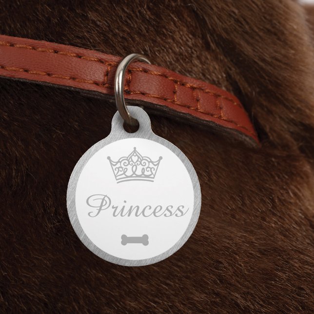 Placa Para Mascotas Elegante Princesa Crown Silver Dog Bone (Subido por el creador)