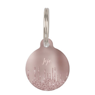 Placa Para Mascotas Elegante y elegante goteo de purpurina de cobre ro