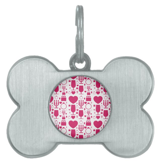 Placa Para Mascotas elementos patrones día de San Valentín (Frente)
