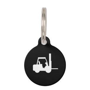 Placa Para Mascotas elevador de horquilla en blanco y negro