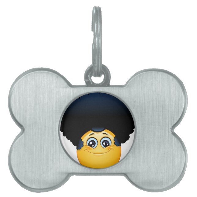 Placa Para Mascotas emoji afro (Frente)
