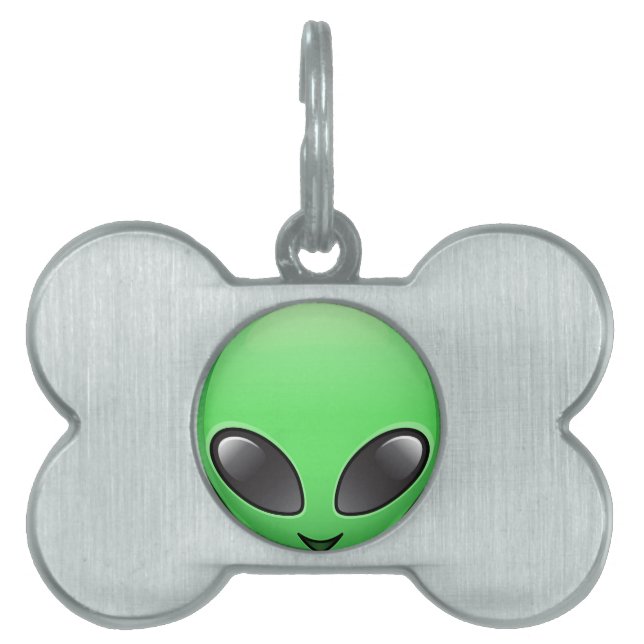 Placa Para Mascotas emoji alienígena (Frente)