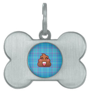 Placa Para Mascotas emoji de caca de plaid