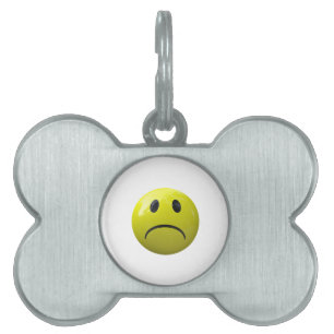 Placa Para Mascotas emoji de cara infeliz