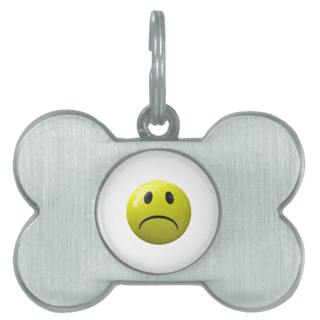 Placa Para Mascotas emoji de cara infeliz (Frente)
