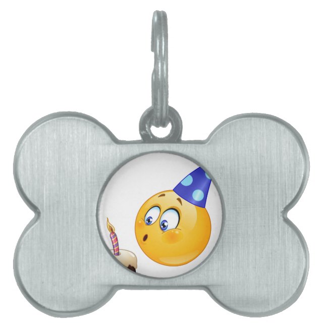 Placa Para Mascotas emoji de cumpleaños (Frente)