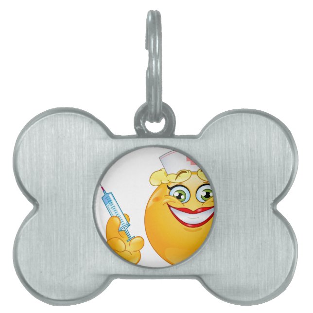 Placa Para Mascotas emoji de enfermería (Frente)