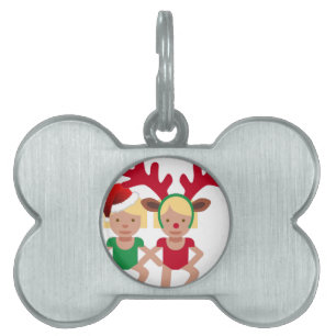 Placa Para Mascotas emoji de gemelos navidades santa
