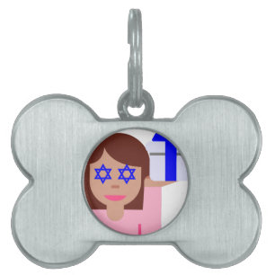 Placa Para Mascotas emoji de giro de pelo de chanukkah