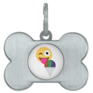 Placa Para Mascotas emoji de guiño purpurina