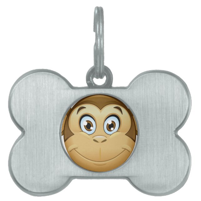 Placa Para Mascotas emoji de mono (Frente)