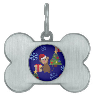 Placa Para Mascotas emoji de monos navidades santa