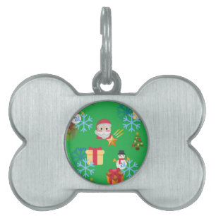 Placa Para Mascotas emoji de navidades verdes