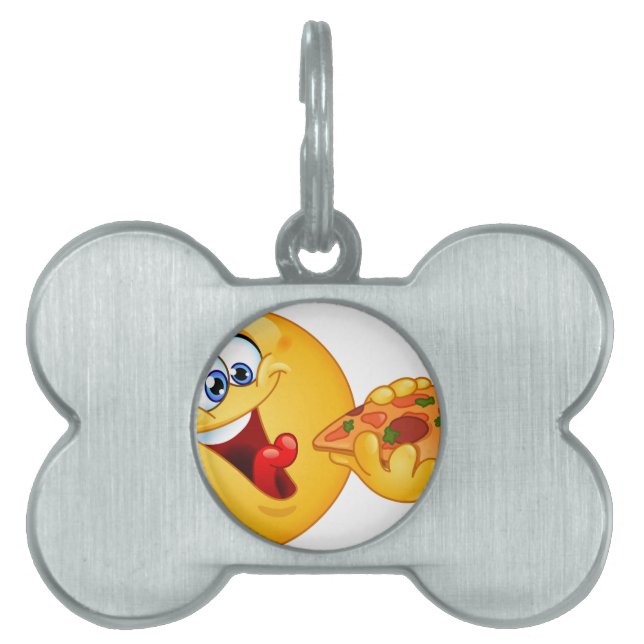 Placa Para Mascotas emoji de pizza (Frente)