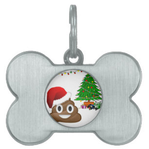 Placa Para Mascotas emoji de poo de navidades