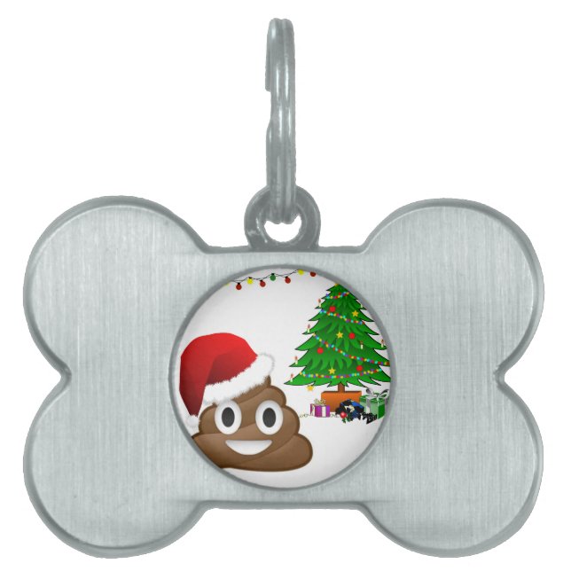 Placa Para Mascotas emoji de poo de navidades (Frente)