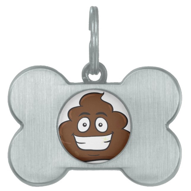Placa Para Mascotas emoji de poop divertida (Frente)