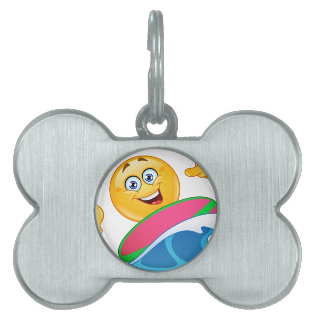 Placa Para Mascotas emoji de surf (Frente)
