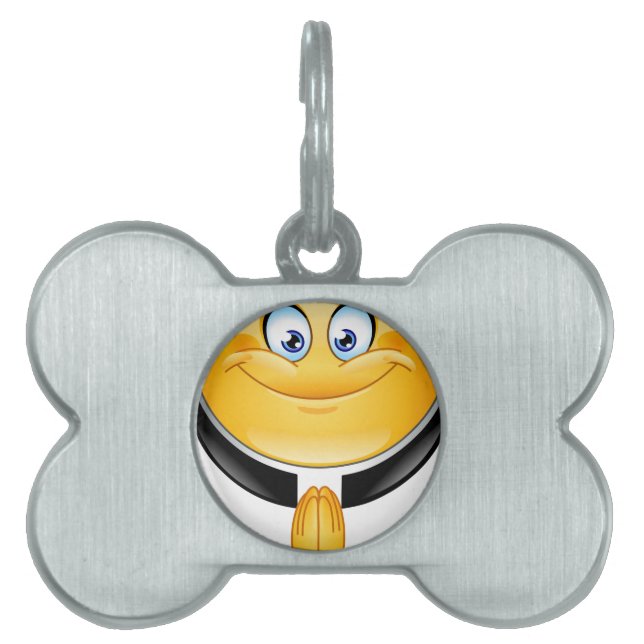 Placa Para Mascotas emoji del sacerdote (Frente)