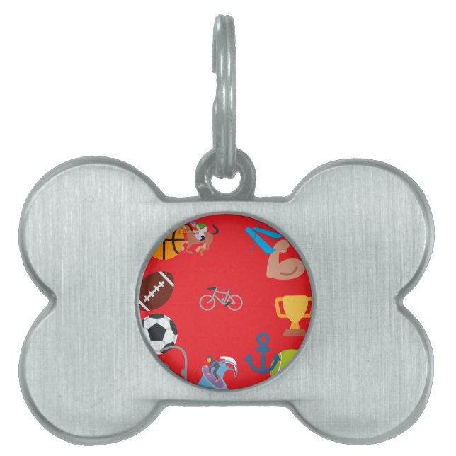Placa Para Mascotas emoji deportiva (Frente)