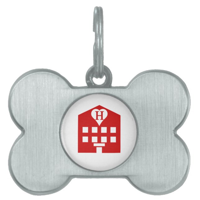 Placa Para Mascotas Emoji japonesa del Love Hotel (Frente)