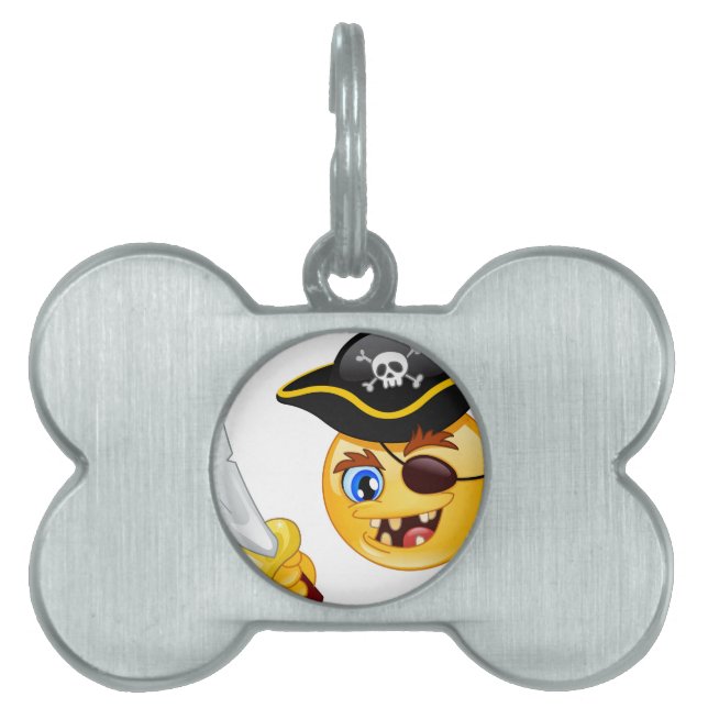 Placa Para Mascotas emoji pirata (Frente)