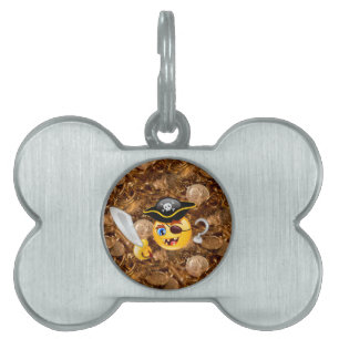Placa Para Mascotas emoji pirata del tesoro