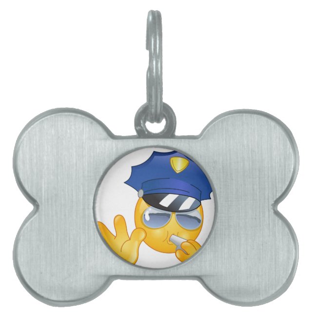 Placa Para Mascotas emoji policial (Frente)