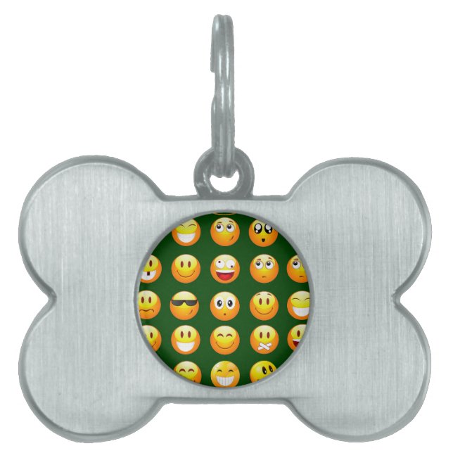 Placa Para Mascotas emoji verde oscuro (Frente)