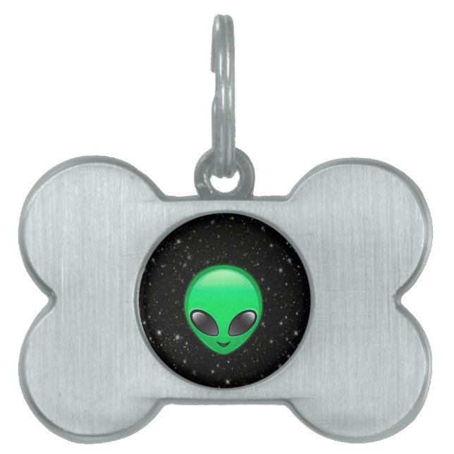 Placa Para Mascotas emojis alienígenas (Frente)