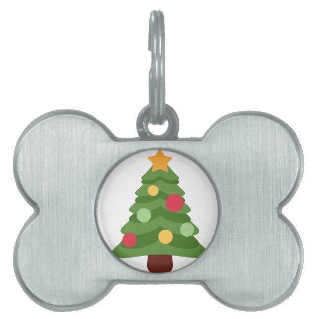 Placa Para Mascotas emojis de árboles de navidad (Frente)