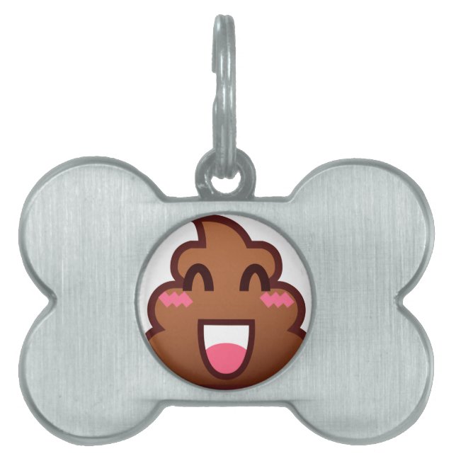 Placa Para Mascotas emojis de poop kawaii (Frente)