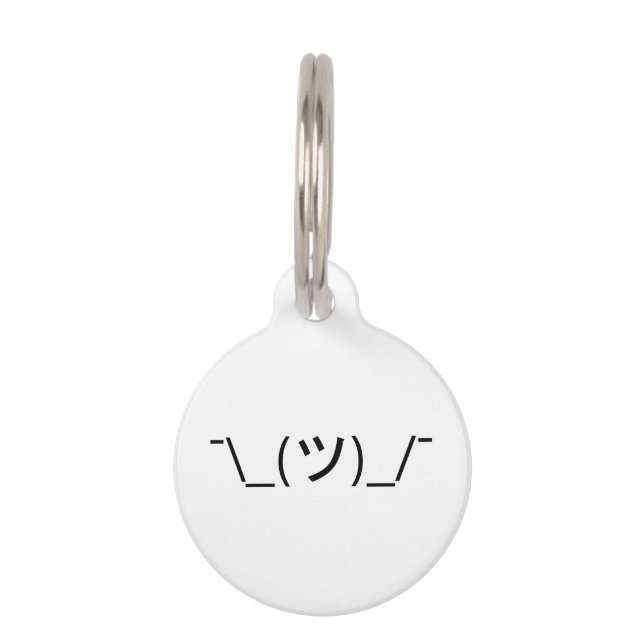 Placa Para Mascotas Emoticon de arbusto ¯\_(ツ)_/ Ø Kaomoji japonés (Anverso)