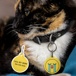 Placa Para Mascotas Emoticon Triste Crying Face Emoji Graciosa Perdida