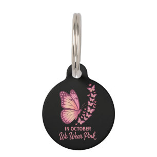 Placa Para Mascotas En Octubre Mariposa De Pecho Rosa