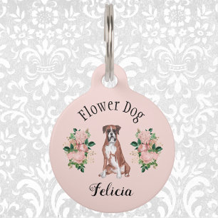 Placa Para Mascotas Encantador Día del Boda de Perro de Flor de Meloco