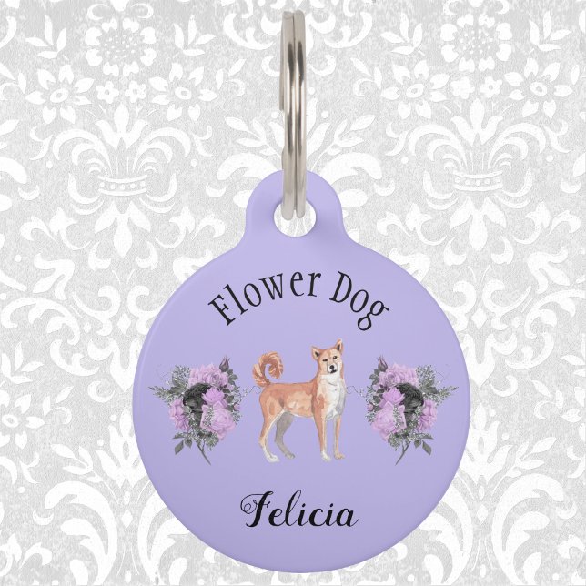 Placa Para Mascotas Encantador Perro de Flor Boda Púrpura Shibu Inu (Subido por el creador)