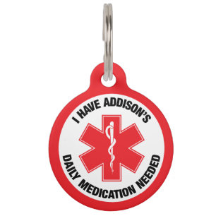 Placa Para Mascotas Enfermedad de Addison Alerta Médica Medicamentos D
