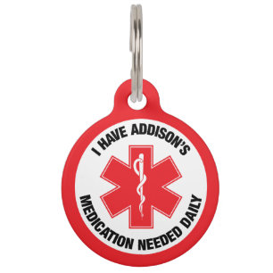 Placa Para Mascotas Enfermedad de Addison Alerta Médica Medicamentos N