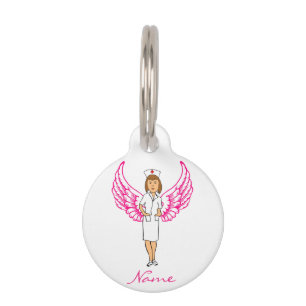 Placa Para Mascotas Enfermera Angel Wings Thunder_Cove
