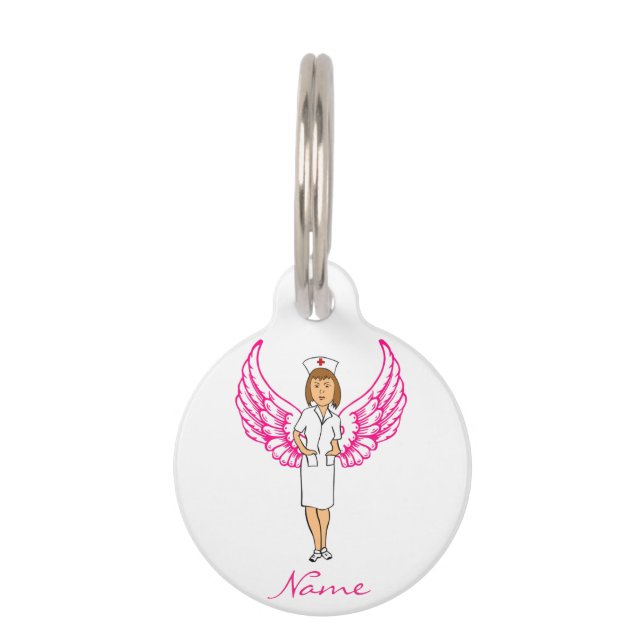 Placa Para Mascotas Enfermera Angel Wings Thunder_Cove (Anverso)