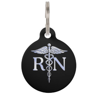 Placa Para Mascotas Enfermera inscrita RN Caduceus estilo serpientes e