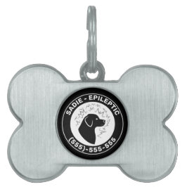 Placa Para Mascotas Epileptic Dog Black Dog Silhouette e información d