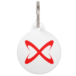 Placa Para Mascotas Equis Monograma de Letra Roja con Estilo
