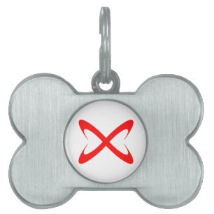 Placa Para Mascotas Equis Monograma de Letra Roja con Estilo