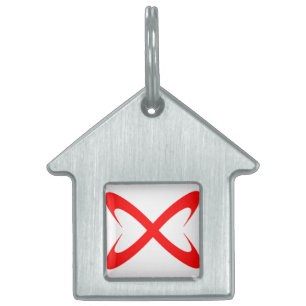 Placa Para Mascotas Equis monograma de letra roja elegante